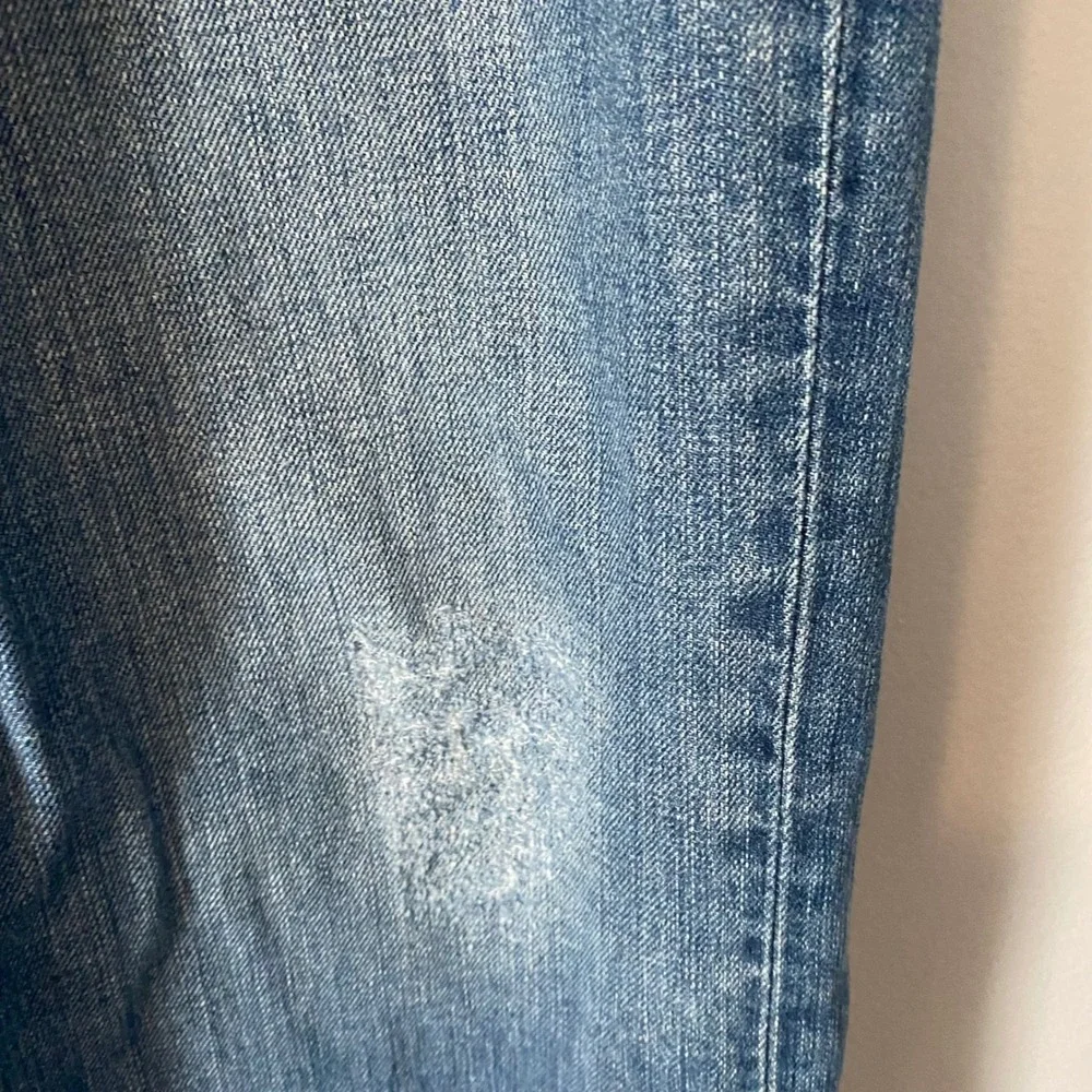 VTG Lucky Brand Slim Bootleg Distressed Jeans Men 36 Blue Button Fly Made in USA